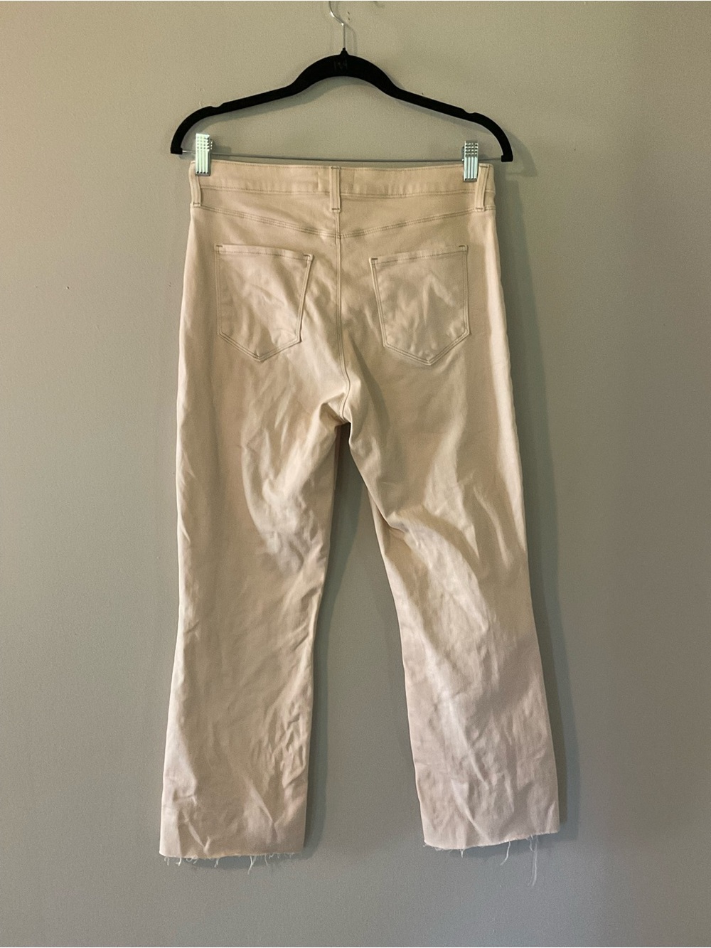 L’AGENCE Kendra Coated Crop Flare Jeans Cream Raw Hem Size 30 - Picture 3 of 7